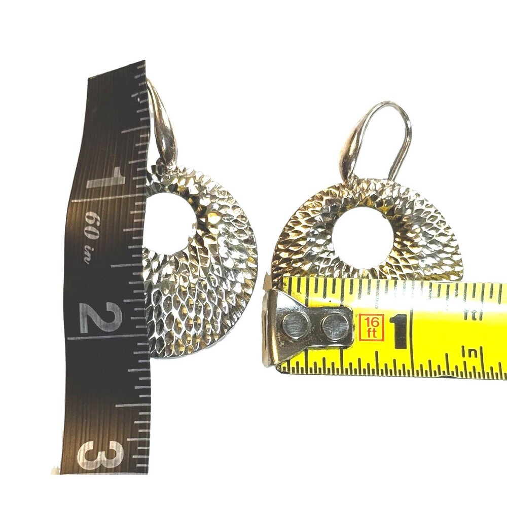 Sterling Silver 925 Diamond Cut Stamped Hoop Dangle Earrings 12.87g MadeThailand - Picture 8 of 9